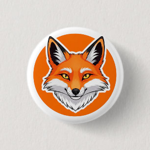 Vibrant Fox Head 1 Inch Round Button