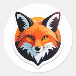 Vibrant Fox Head Classic Round Sticker