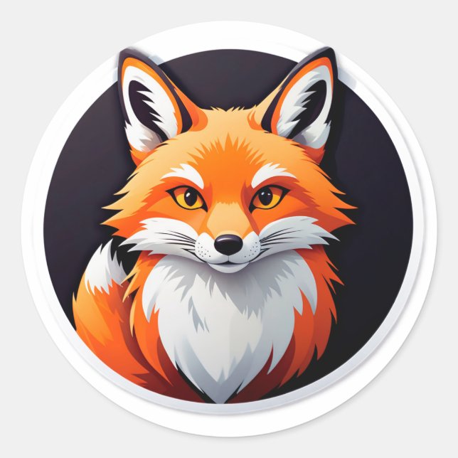 Vibrant Fox Head Classic Round Sticker (Front)