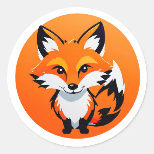 Vibrant Fox Head Classic Round Sticker