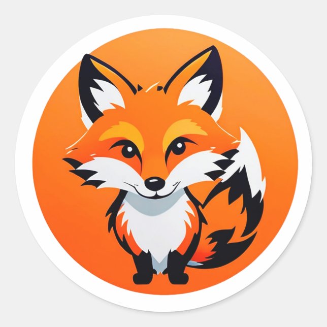 Vibrant Fox Head Classic Round Sticker (Front)