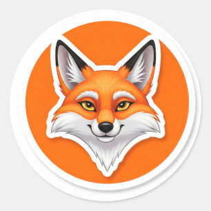 Vibrant Fox Head Classic Round Sticker