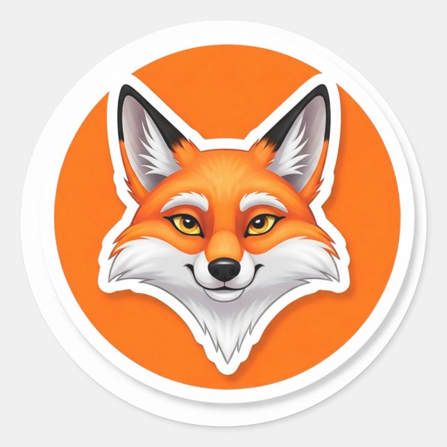 Vibrant Fox Head Classic Round Sticker (Front)