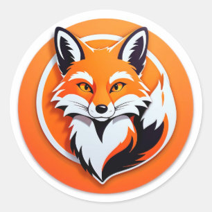 Vibrant Fox Head Classic Round Sticker