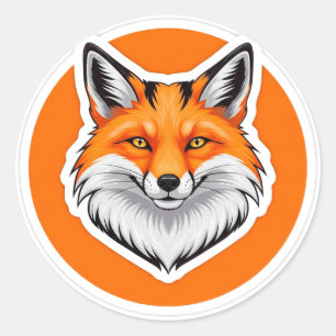 Vibrant Fox Head Classic Round Sticker