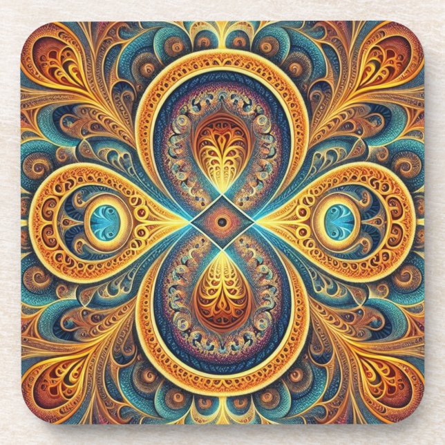 Vibrant Fractal Art Coaster (Front)