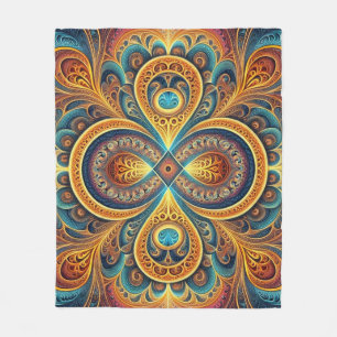 Vibrant Fractal Art Fleece Blanket