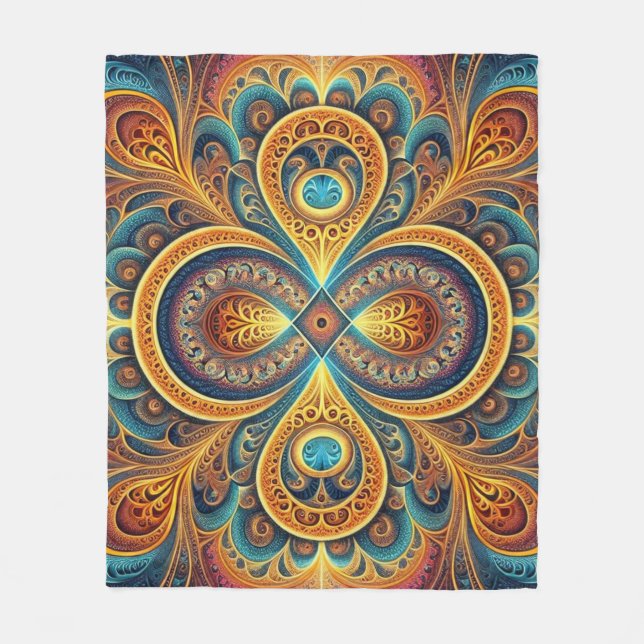 Vibrant Fractal Art Fleece Blanket (Front)