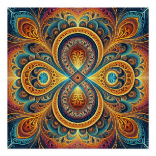 Vibrant Fractal Art Jigsaw Puzzle Poster