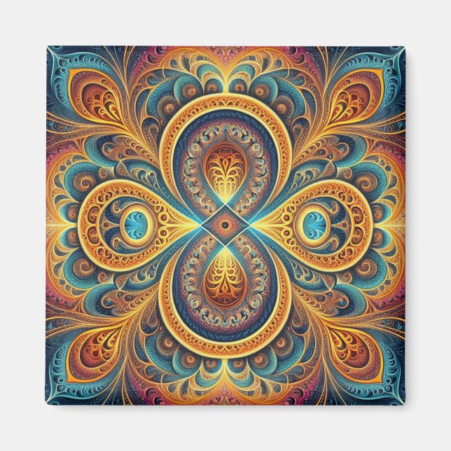 Vibrant Fractal Art Magnet (Front)