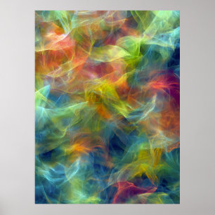 Vibrant Fractal Nebula Swirl Energy Poster