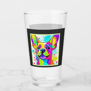 Vibrant Frenchie Bulldog Puppy Art Glass