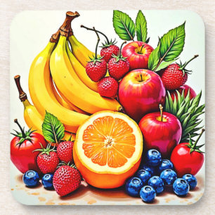 Vibrant Fresh Fruit Delight Design Coaster