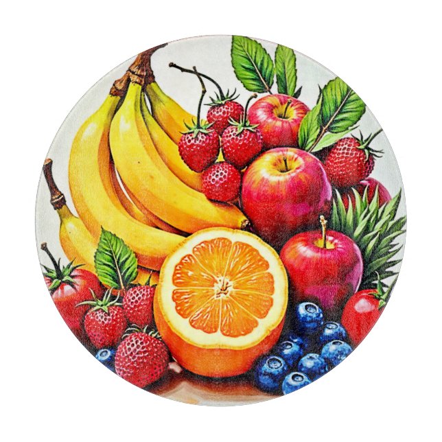 Vibrant Fresh Fruit Delight Design Cutting Board (Front)