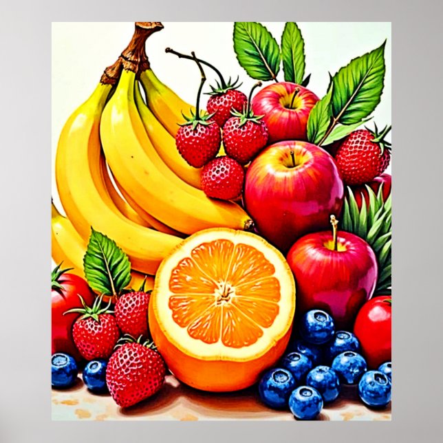 Vibrant Fresh Fruit Delight Design Poster (Front)