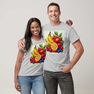 Vibrant Fresh Fruit Delight Design T-Shirt