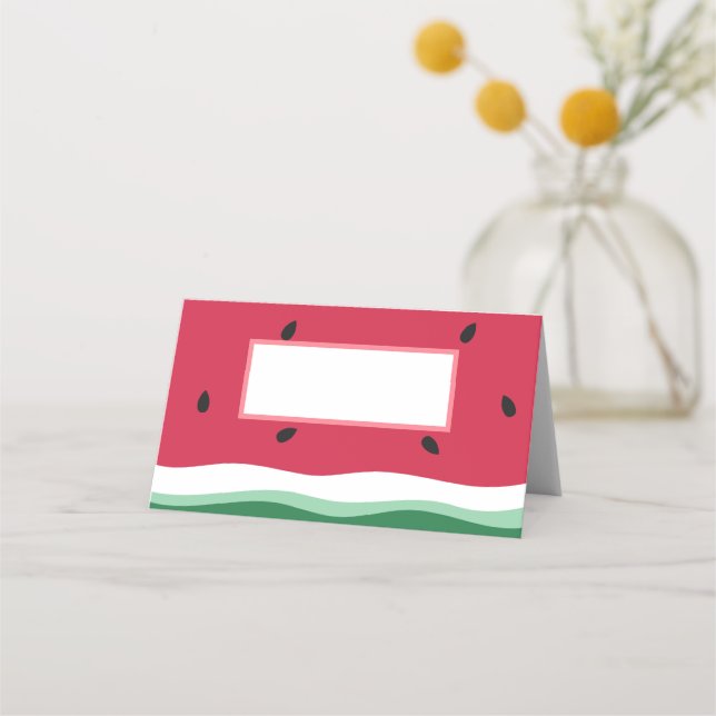 Vibrant Fresh Tropical Watermelon Summer Party Place Card (Front)