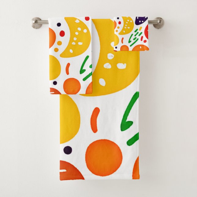 Vibrant Fruit Pattern Bath Towel Set (Insitu)