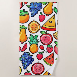 Vibrant Fruit Pattern Beach Towel