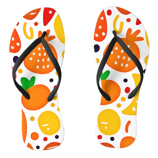 Vibrant Fruit Pattern Flip Flops (Footbed)