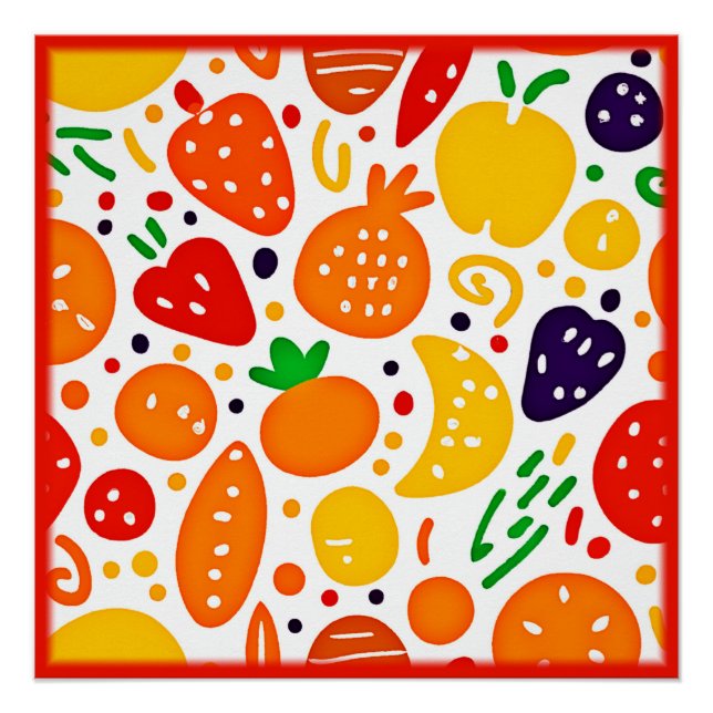 Vibrant Fruit Pattern Poster (Front)