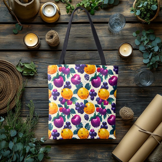 Vibrant Fruit with Grapes, Apples  and Oranges  Tote Bag (Creator Uploaded)