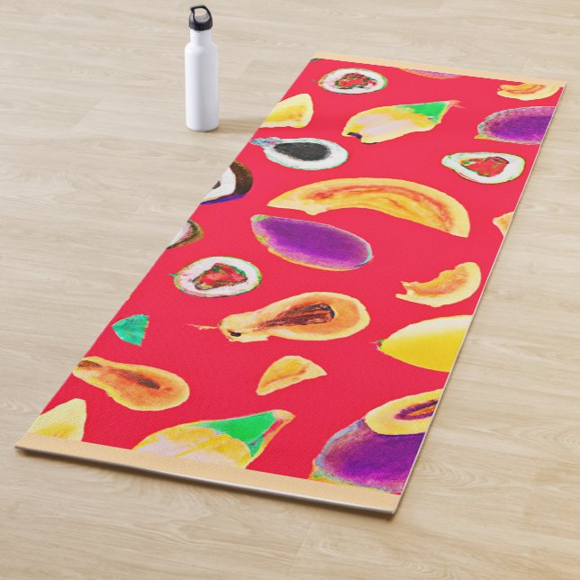 Vibrant Fruity Delight Pattern Yoga Mat (In Situ)