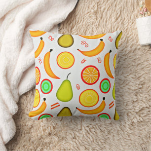 Vibrant Fruity Kaleidoscope Pattern Throw Pillow