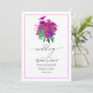 Vibrant Fuchsia Modern Wedding Photo QR Code Invitation