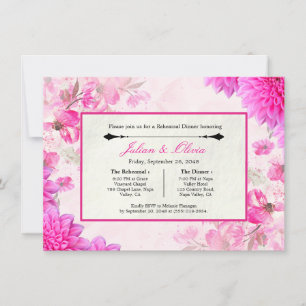 Vibrant Fuchsia Pink Floral Rehearsal Dinner Invitation
