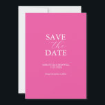 Vibrant Fuchsia Pink Save The Date Invitation<br><div class="desc">Announce your engagement with this minimal save the date card. It features a mix of classic and script typography in white over a vibrant fuchsia pink background. Use the template fields to personalize with your name and wedding date. Even customize the colours to suit your desired wedding theme. Choose from...</div>