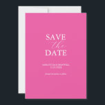 Vibrant Fuchsia Pink Save The Date Invitation<br><div class="desc">Announce your engagement with this minimal save the date card. It features a mix of classic and script typography in white over a vibrant fuchsia pink background. Use the template fields to personalize with your name and wedding date. Even customize the colours to suit your desired wedding theme. Choose from...</div>