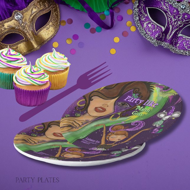Vibrant Fun Mardi Gras Masquerade  Paper Plate (Vibrant Fun Mardi Gras Masquerade Paper Plates)