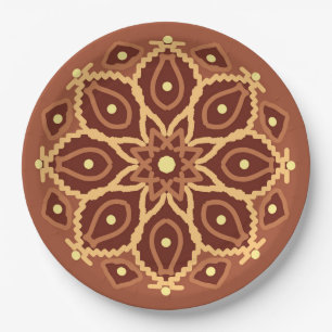 Vibrant Fusion, brown colour Artistic Party   Paper Plate