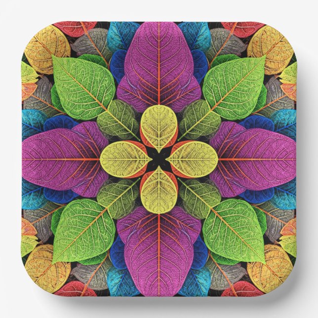 Vibrant Fusion, multicolor Artistic Party  Paper P Plate (Front)