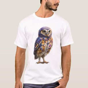 Vibrant Galactic Owl Painting Men T-Shirt