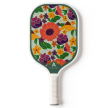 Vibrant Garden Floral Pattern Pickleball Paddle