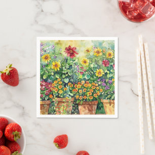 Vibrant Garden Floral Watercolor Decoupage Napkin
