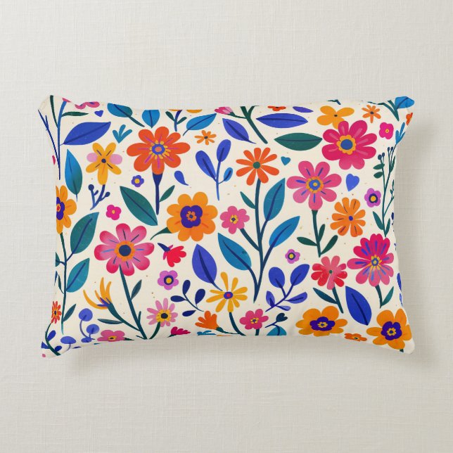 Vibrant Garden Glow Accent Pillow (Front)