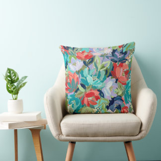 Vibrant Garden Symphony Throw Pillow