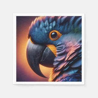 Vibrant Gaze: Macro Portrait of a Colourful Parrot Napkin