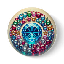 Vibrant Gemstone Circle Round Button