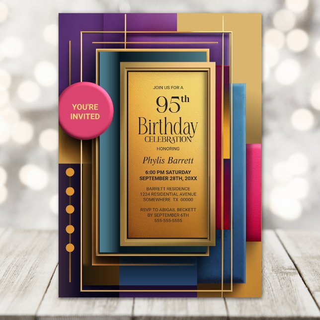 Vibrant Geometric 95th Birthday Party Invitation (Creator Uploaded)