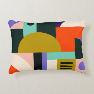 Vibrant Geometric Abstract Art with Bold Colours Accent Pillow