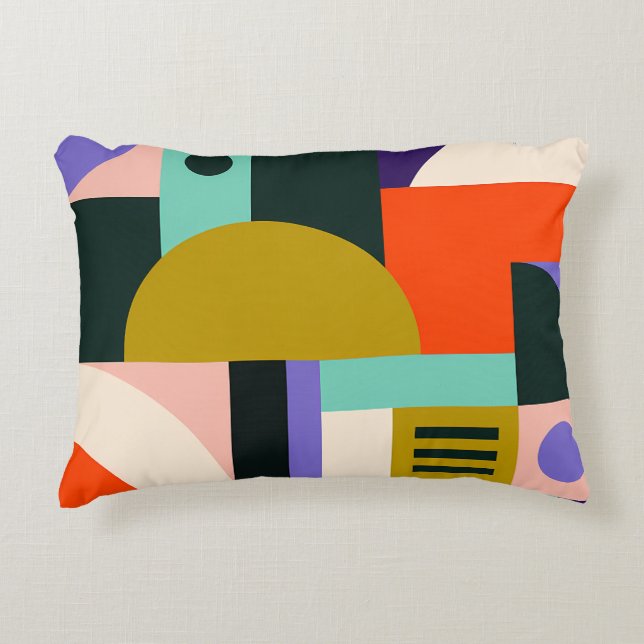 Vibrant Geometric Abstract Art with Bold Colours Accent Pillow (Front)