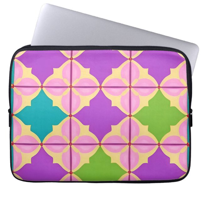 🌈 Vibrant Geometric Abstract Block Art Style 💻✨ Laptop Sleeve (Front)