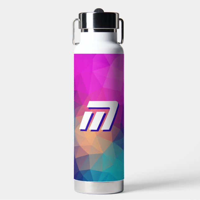 Vibrant Geometric Abstract Custom Quote Insulated Water Bottle (Front)