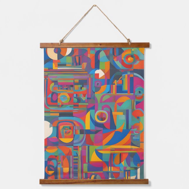 Vibrant Geometric Abstract Modern Colourful Art Hanging Tapestry (Front)