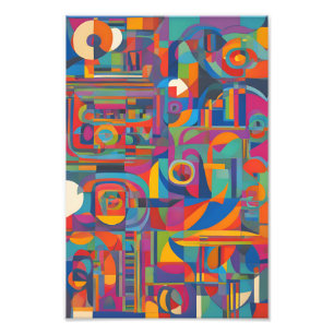 Vibrant Geometric Abstract Modern Colourful Art Photo Print