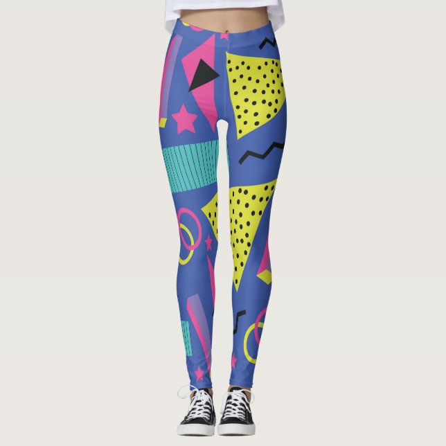 Vibrant Geometric Abstract Pattern Leggings (Front)